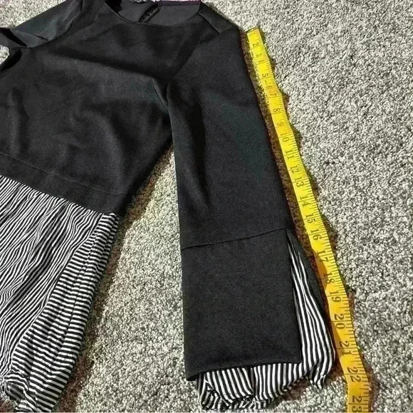 Zara Basic Collection- Top Mixed Media Blouse -striped Black And White Small - Picture 4 of 8